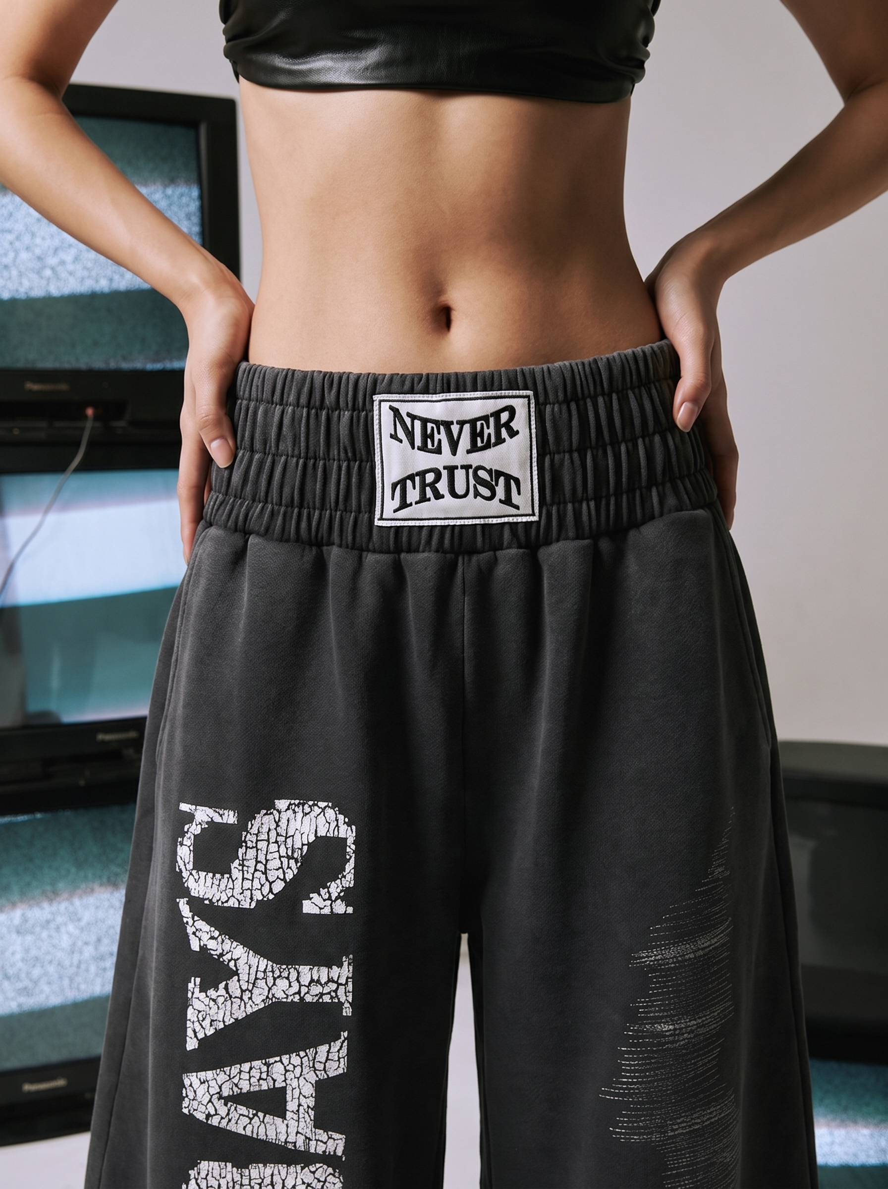 "Never Trust" Wide-Leg Pant