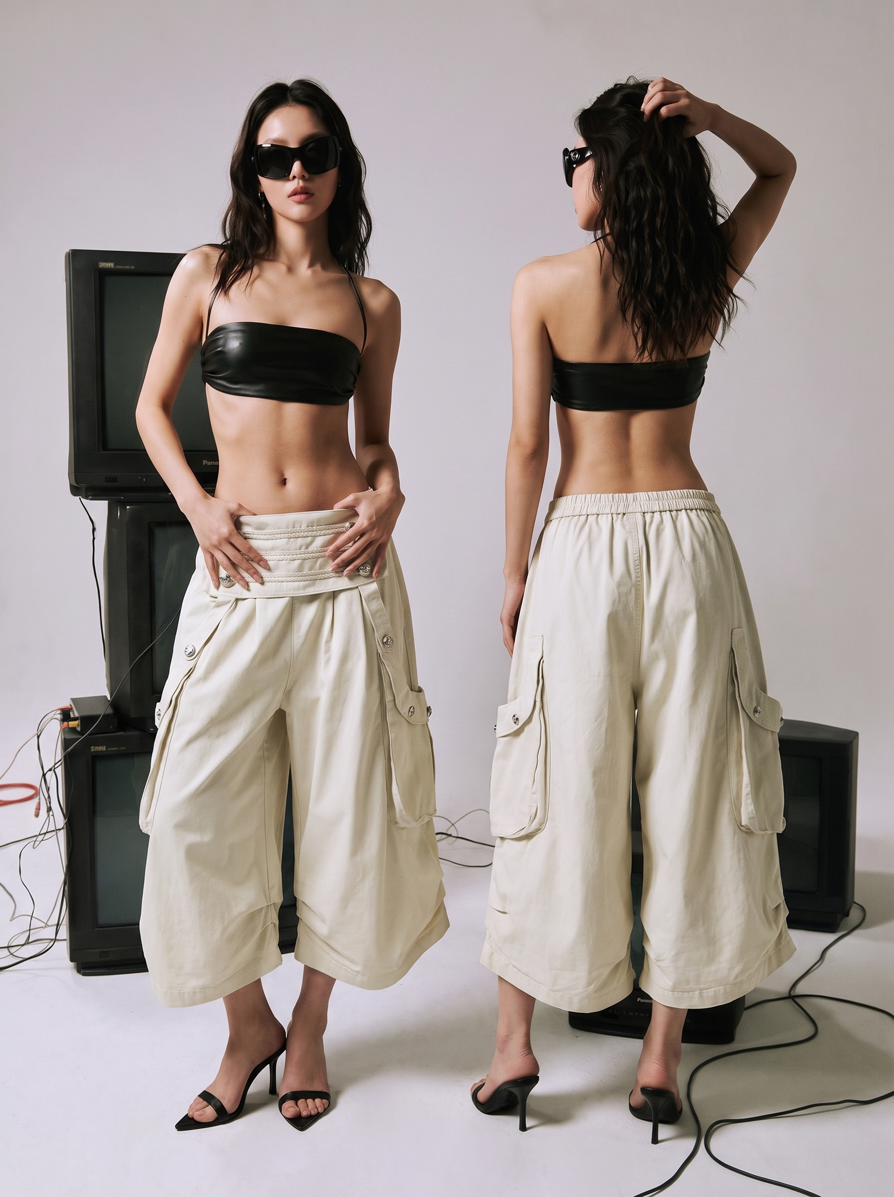 Ornate Round Filigree Wide-leg Capri