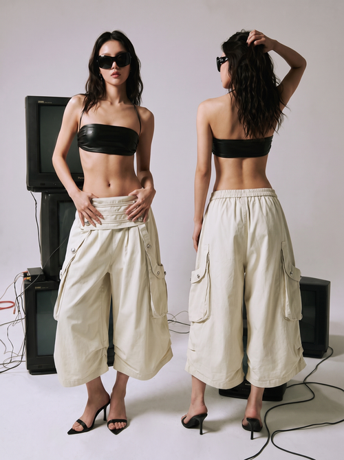 Ornate Round Filigree Wide-leg Capri