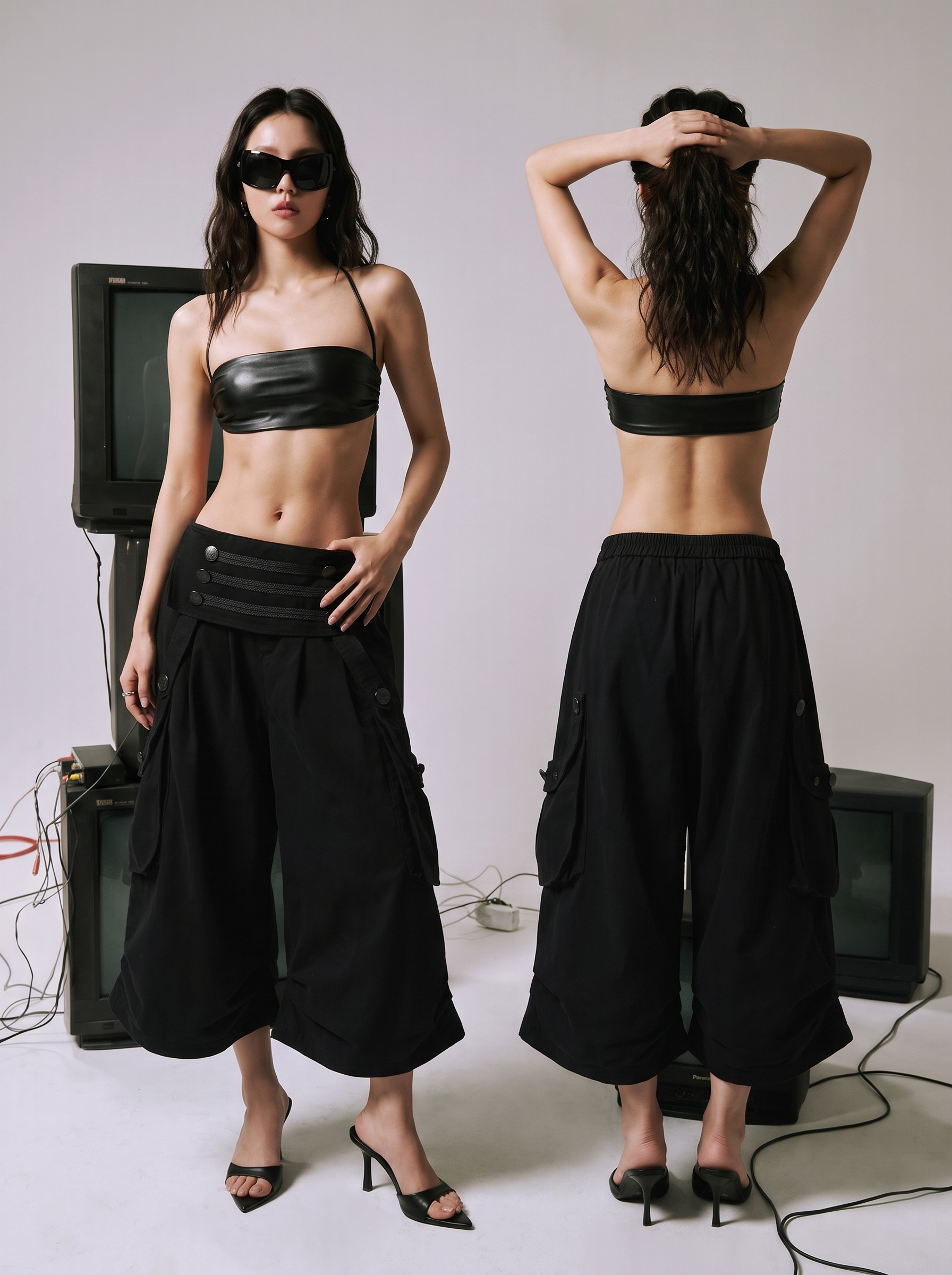 Ornate Round Filigree Wide-leg Capri