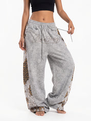 Leopard Patchwork Rivet Sweatpant