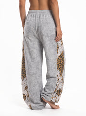 Leopard Patchwork Rivet Sweatpant