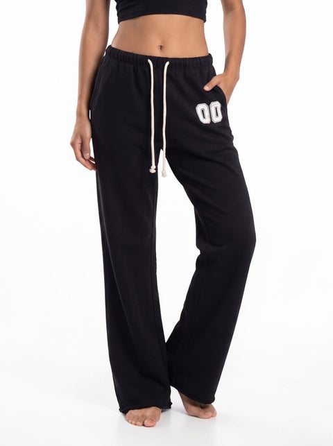 Flared-Hem Drawstring Cotton Trouser