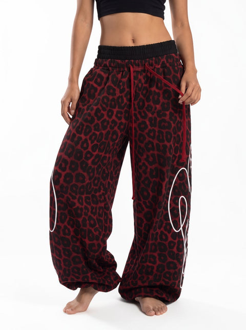 Red Leopard | White Frost | Black Air Dual Waist Cotton Sweatpants