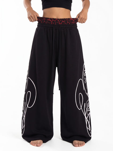 Red Leopard | White Frost | Black Air Dual Waist Cotton Sweatpants