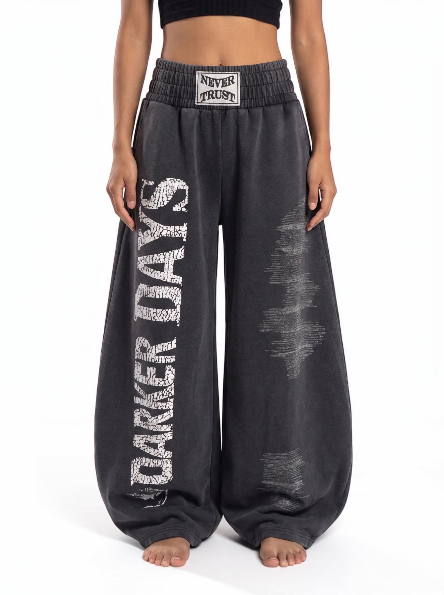 "Never Trust" Wide-Leg Pant