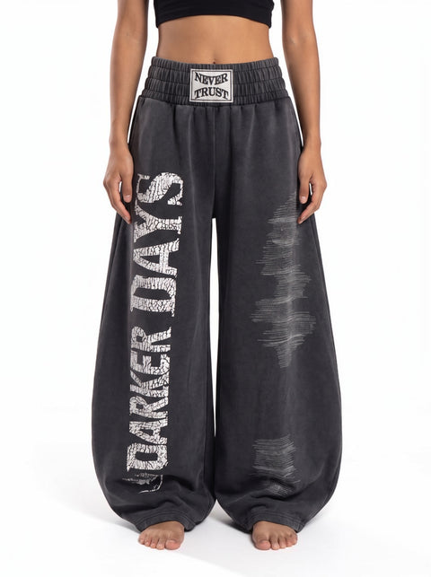 "Never Trust" Wide-Leg Pant