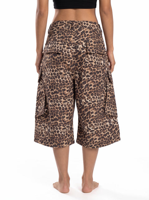 Leopard Cropped Denim Jorts