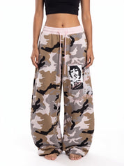 Pinkish Camo-Color Wide Leg Pant