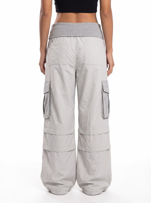 Big-Pocket Foldable Waist Wide-Leg Cargo Pant