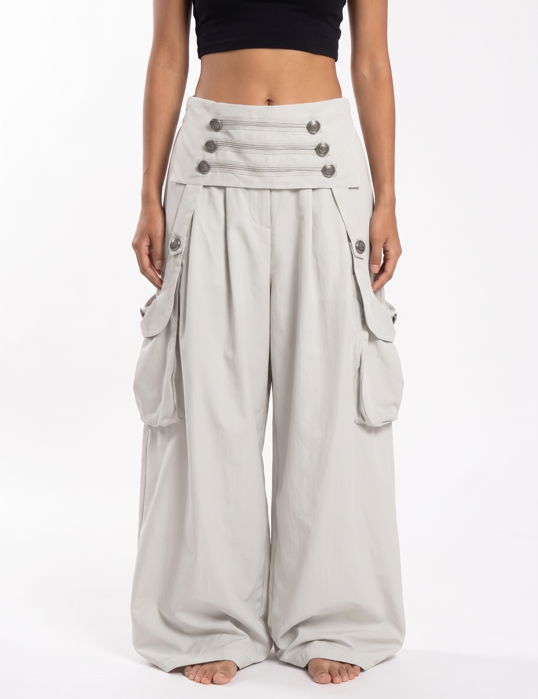 Ornate Round Filigree Wide-leg Pants
