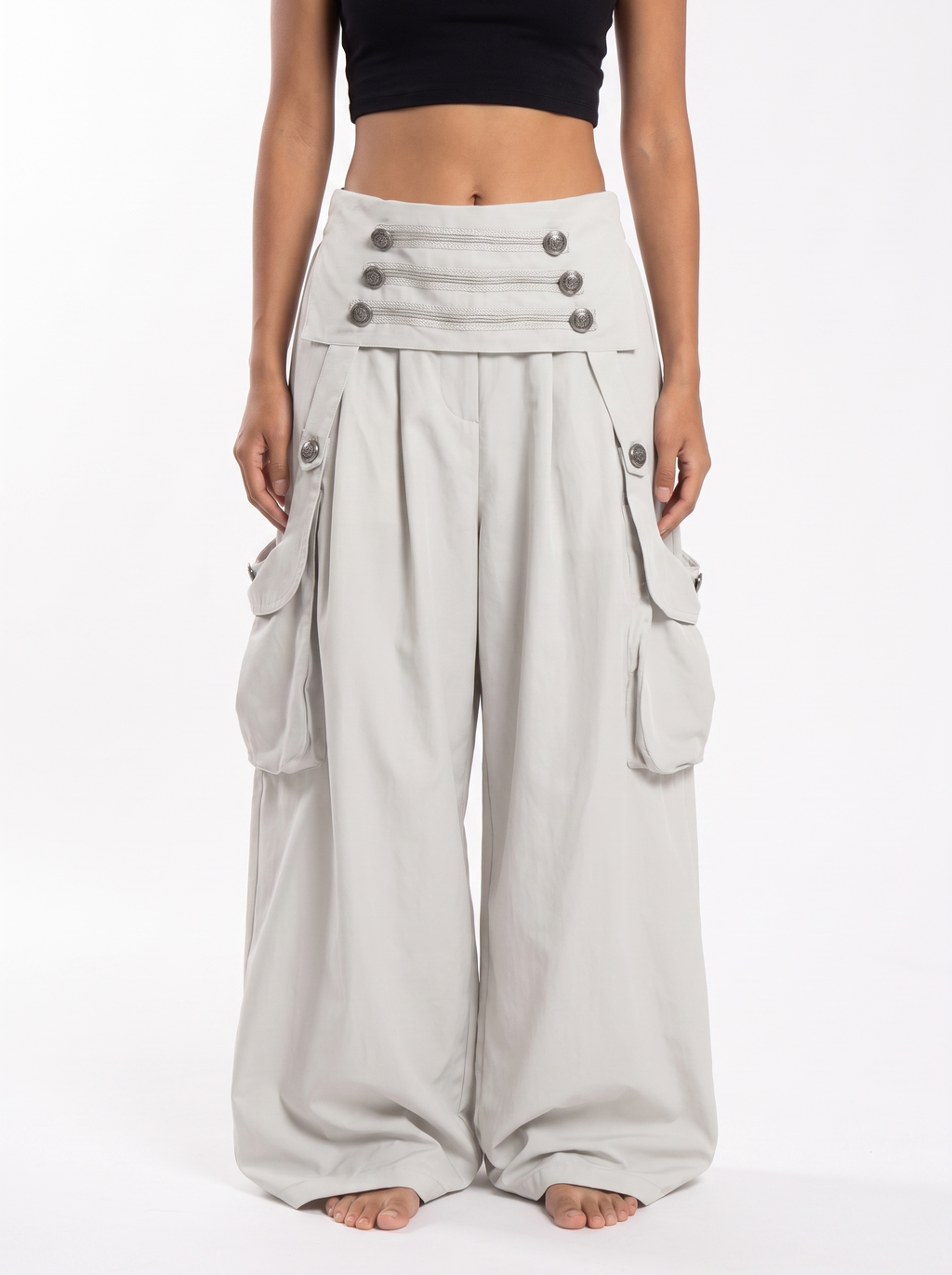 Ornate Round Filigree Wide-leg Pants