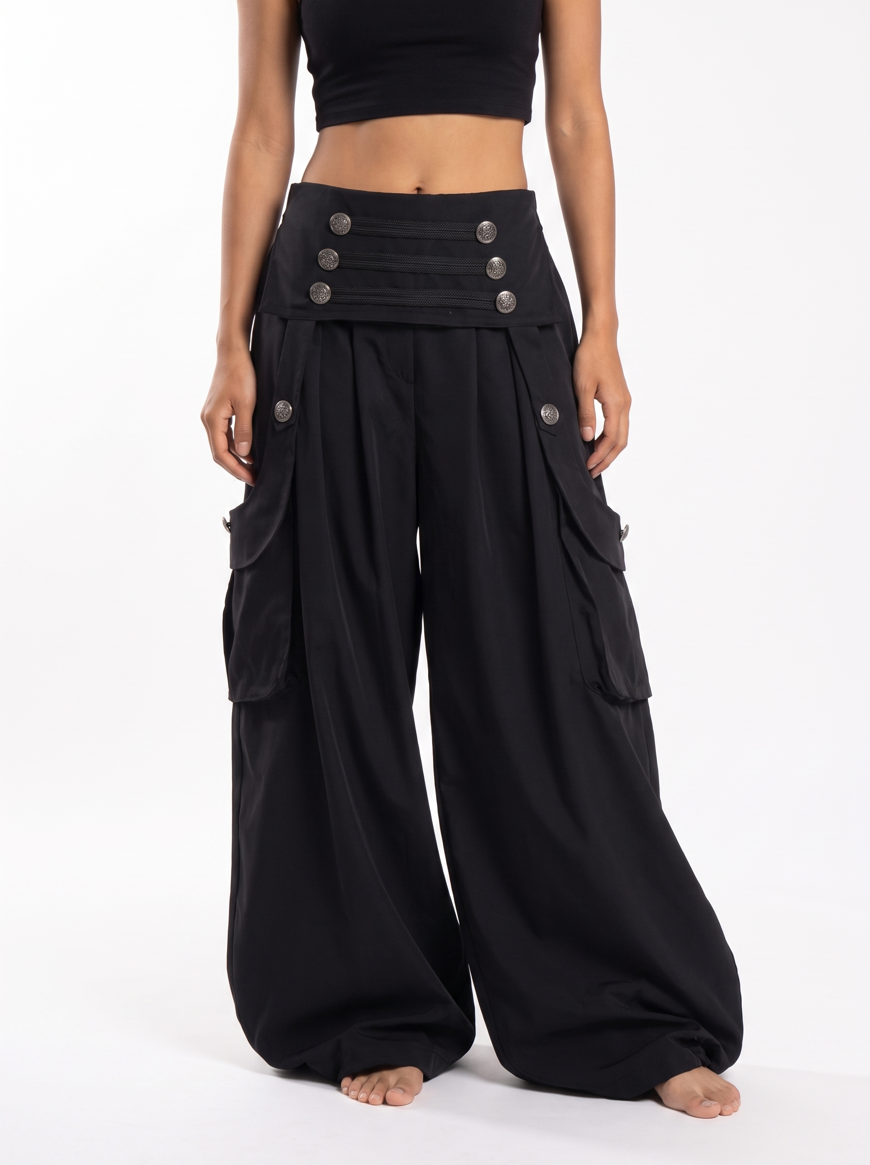 Ornate Round Filigree Wide-leg Pants