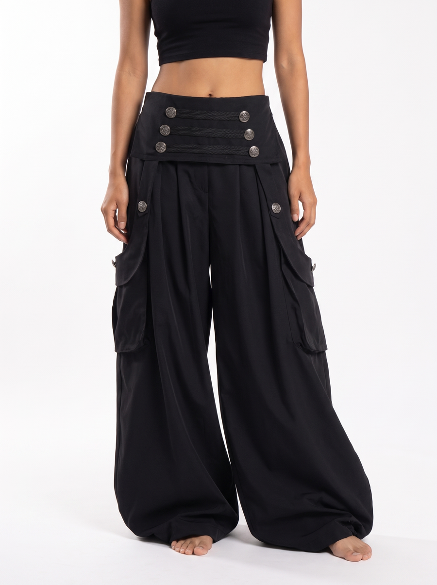 Ornate Round Filigree Wide-leg Pants