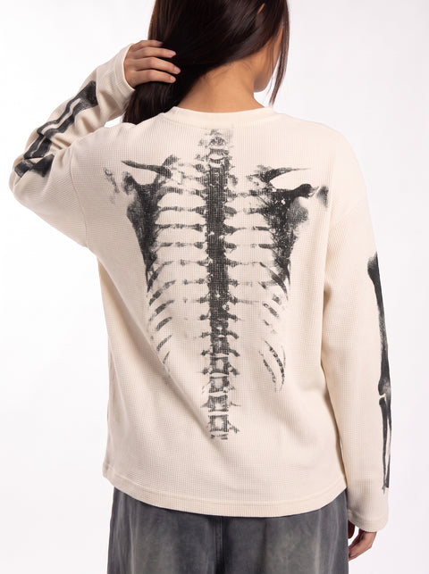 Skeleton Cotton Waffle Sweatshirt
