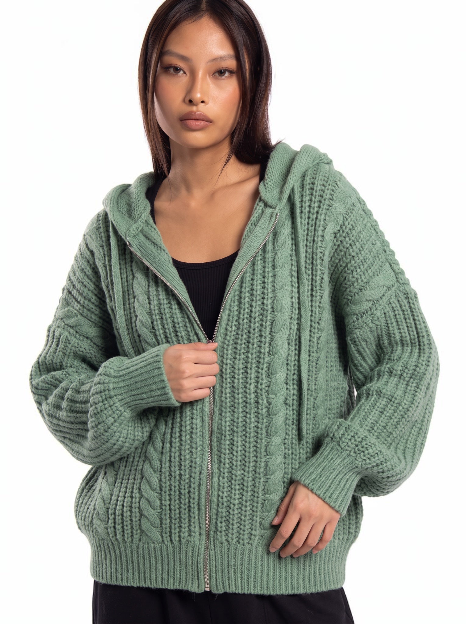 Chunky Knit Hooded Zipper - Cozy Limited Edition