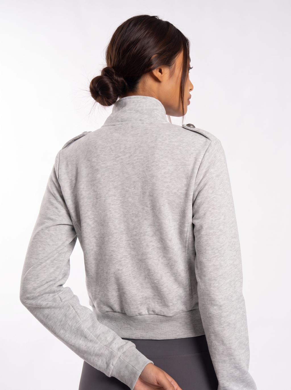 Ornate Round Filigree Zip-Up Jacket - Gray