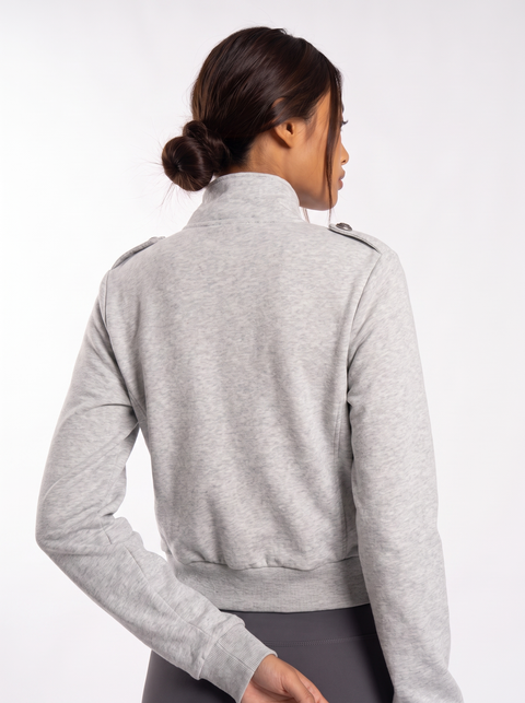 Ornate Round Filigree Zip-Up Jacket - Gray