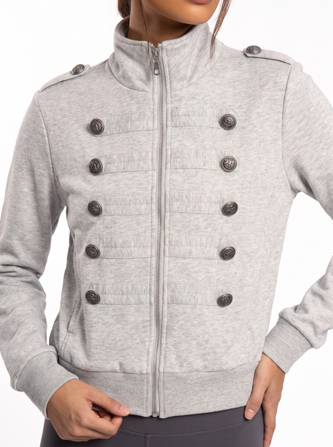Ornate Round Filigree Zip-Up Jacket - Gray