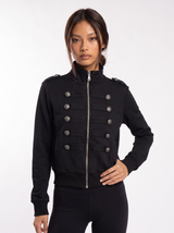Ornate Round Filigree Zip-Up Jacket - Black