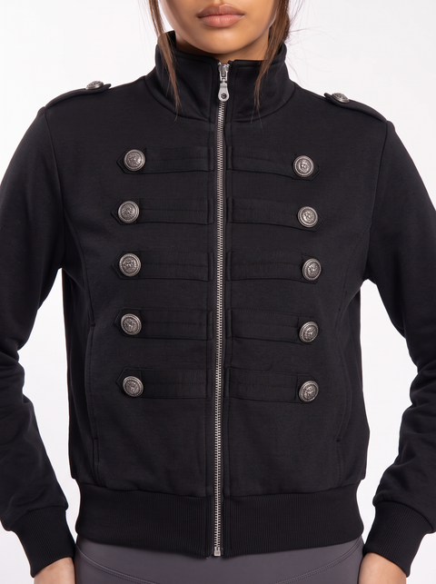 Ornate Round Filigree Zip-Up Jacket - Black