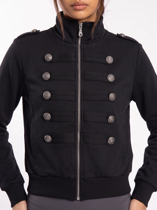 Ornate Round Filigree Zip-Up Jacket - Black
