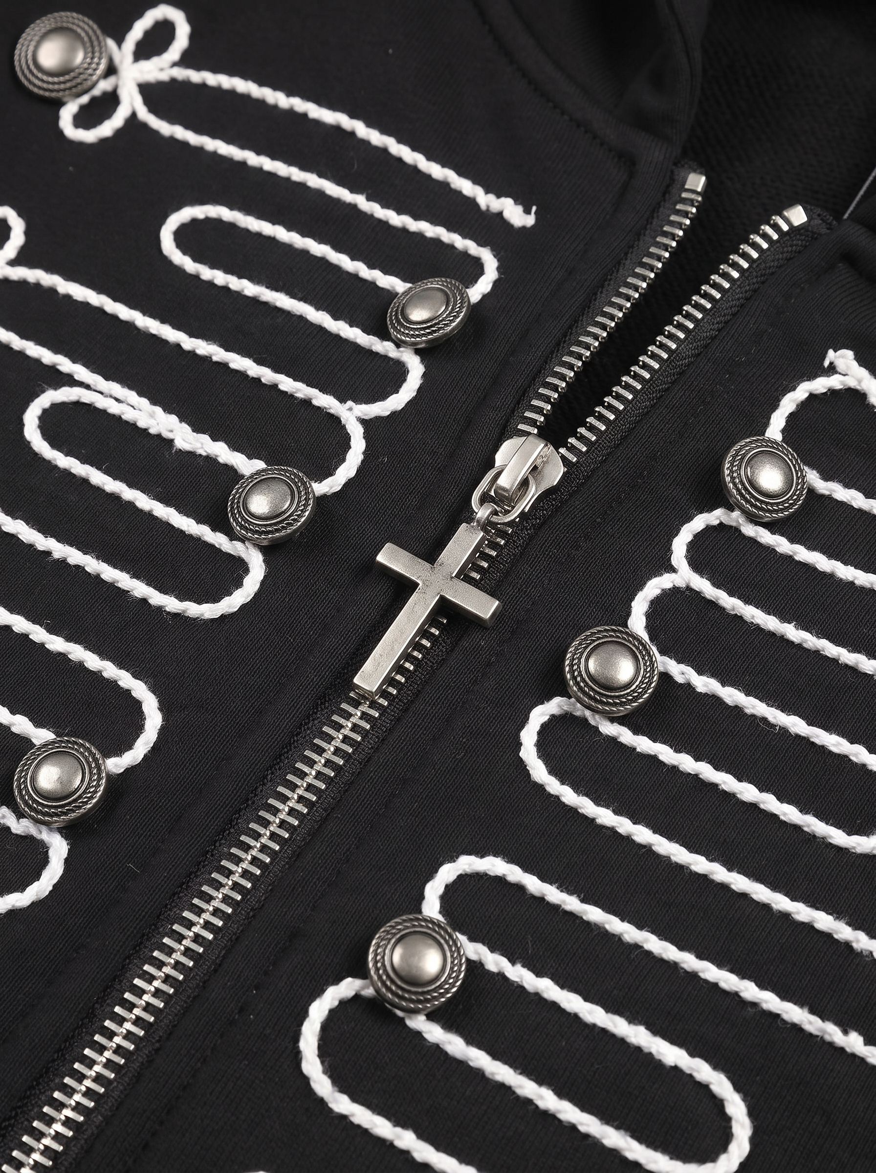 Double-Breasted Embroidered Hooded Cardigan