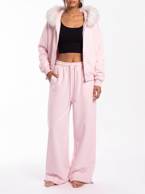 Baby-Pink Detachable Fur-Trim Full Body Set