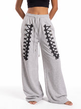 Sabre Cord-Embroidered Wide-Leg Pants