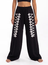 Sabre Cord-Embroidered Wide-Leg Pants