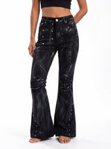 Aftershock Ink-Splatter Flare Jeans