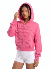 Regalia Military-Trim Cropped Hoodie