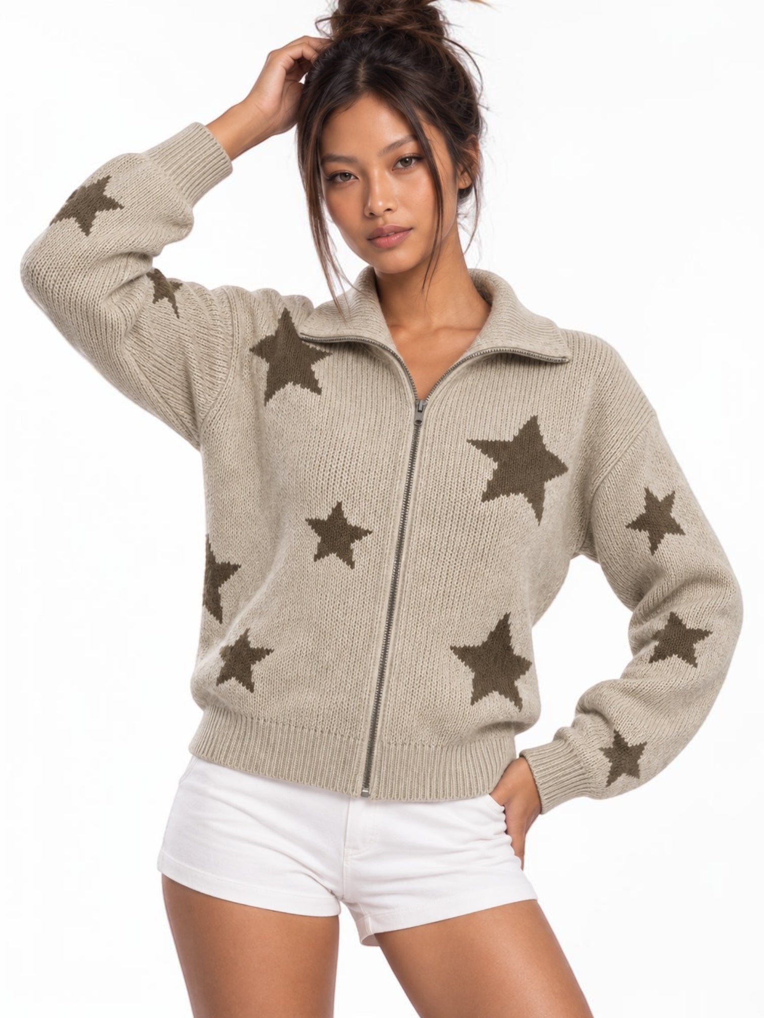 Stargaze Zip-Up Knit Cardigan