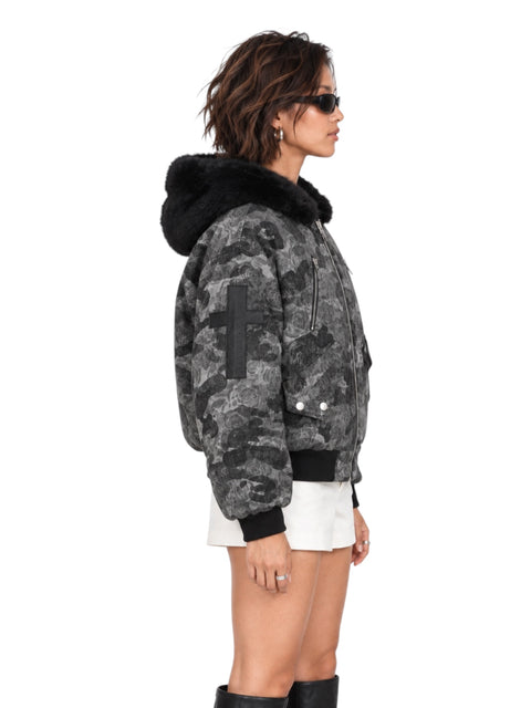 Rose Camo Plush-Hood Utility Jacket