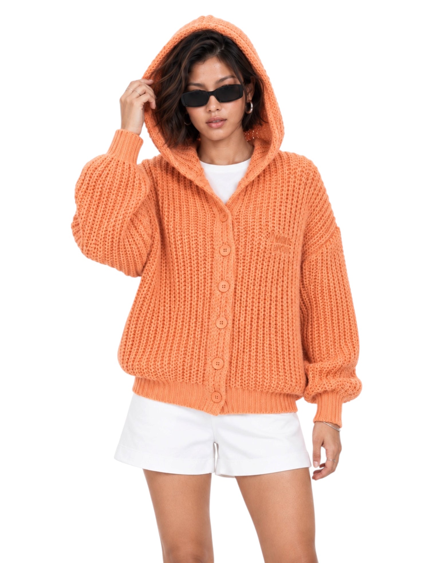 Chunky Hooded Button Cardigan