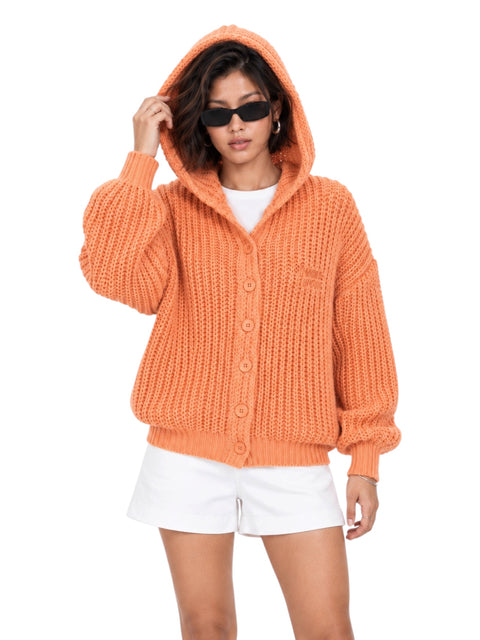 Chunky Hooded Button Cardigan