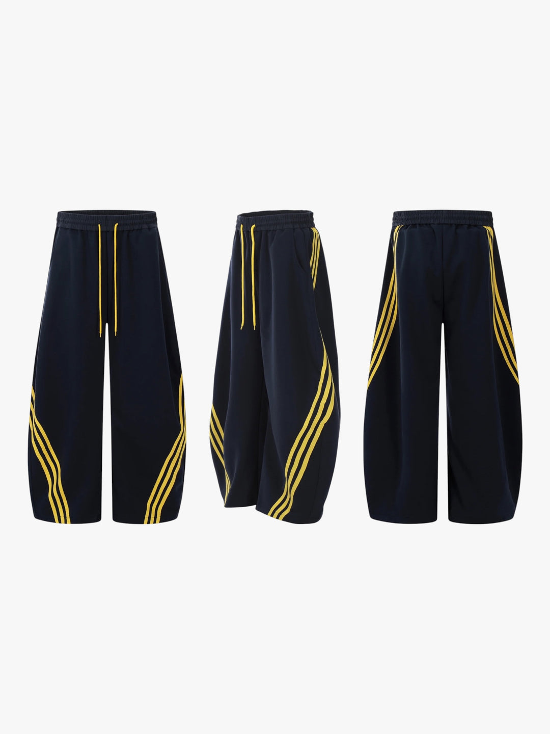 GKIKZ CLASSIC TRI-STRIPE SCIMITAR DRAWSTRING ULTRA-WIDE PANTS