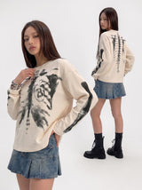 Skeleton Cotton Waffle Sweatshirt