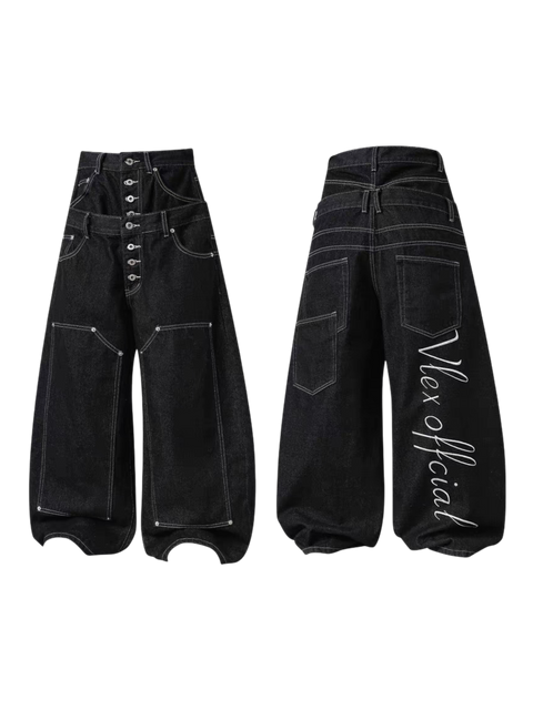Dual Waist Scissor Cut Heavy Denim