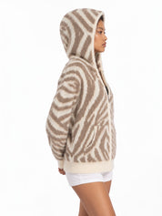 Zebra Swirl Zip-Up Cardigan
