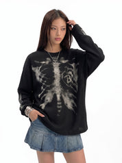 Skeleton Cotton Waffle Sweatshirt