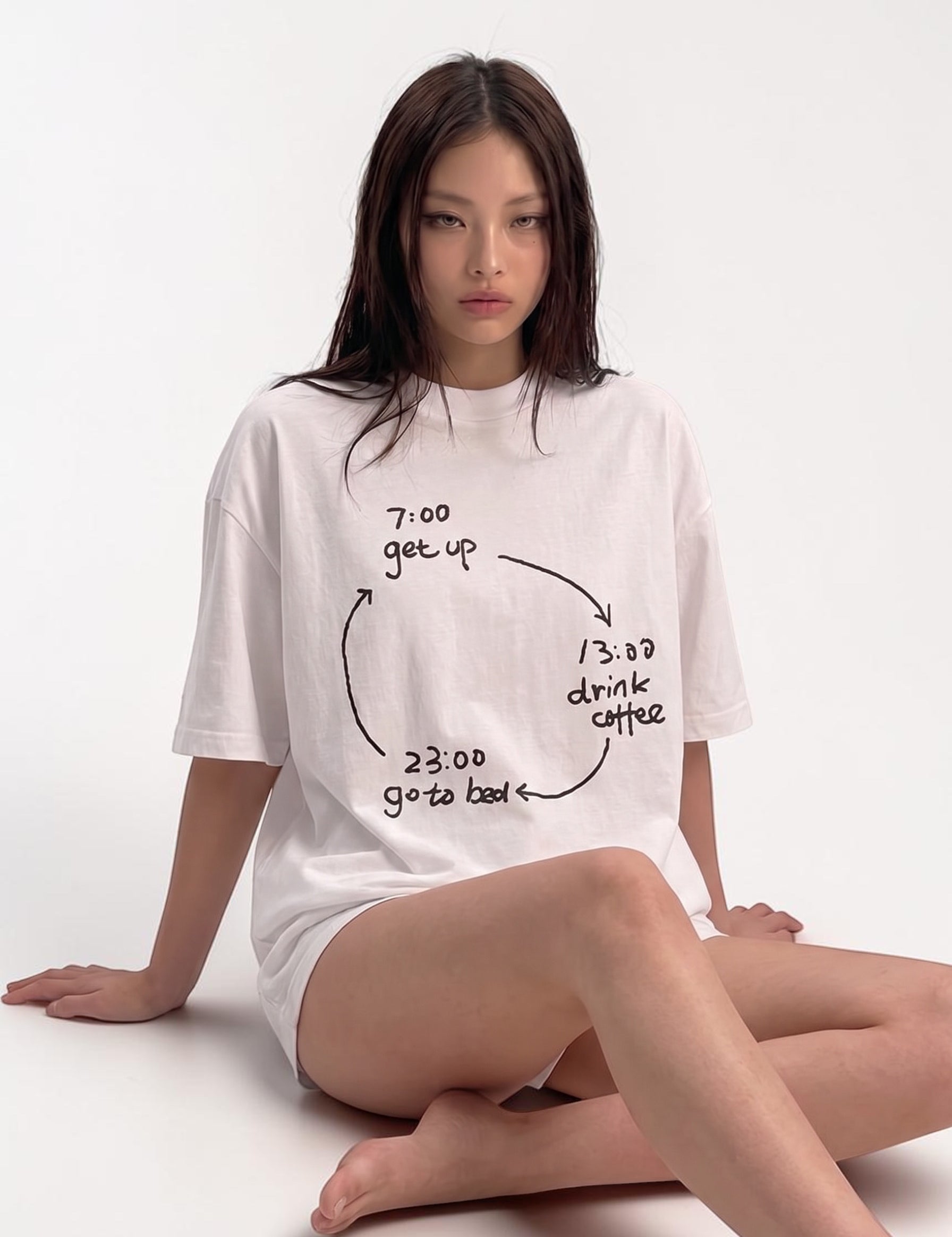 Busy Schedule timeline-print 250GSM cotton tee — streetwear