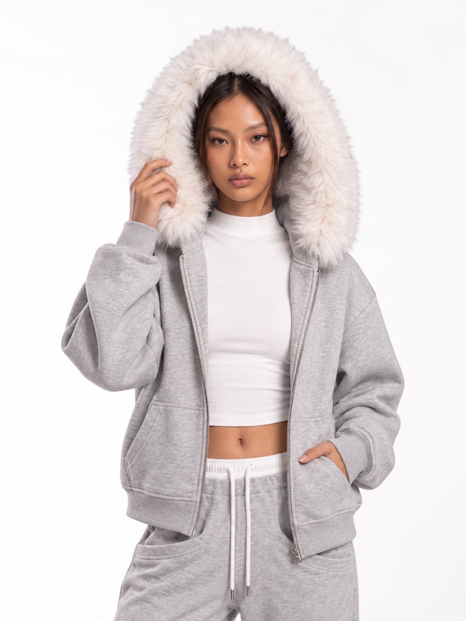 Cloudline Fur-Trim Hoodie & Jogger Separates