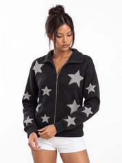 Stargaze Zip-Up Knit Cardigan