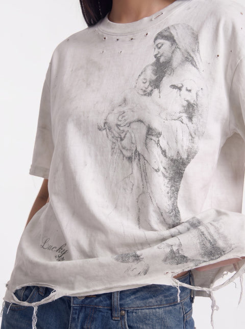 "Lucky" Distressed and Destroyed Tees
