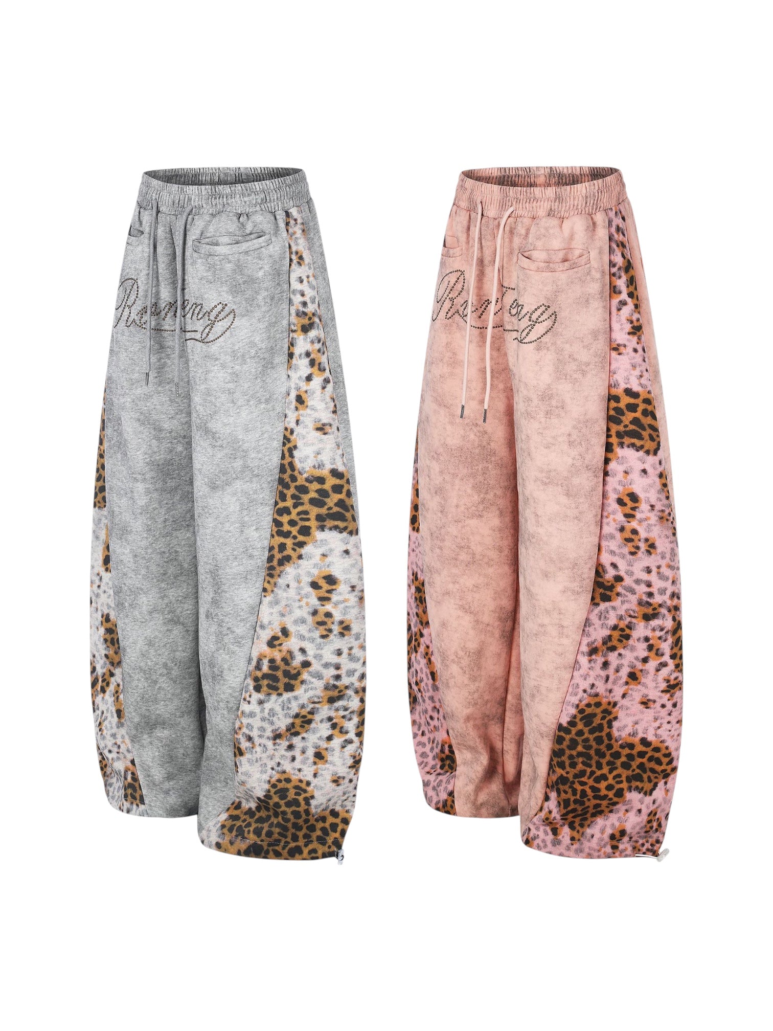 Leopard Patchwork Rivet Sweatpant