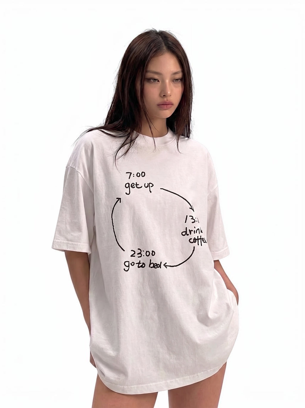 Busy Schedule timeline-print 250GSM cotton tee — streetwear