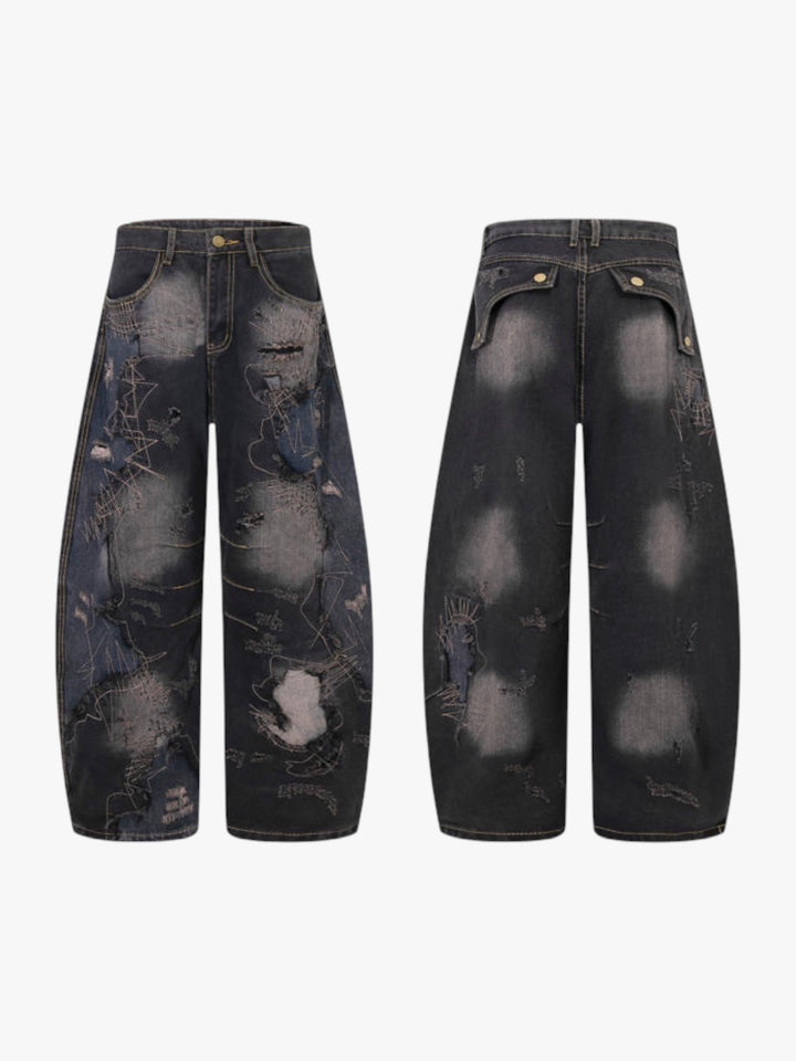 GKIKZ RECKLESS STITCH HEAVY-DISTRESSED JEANS