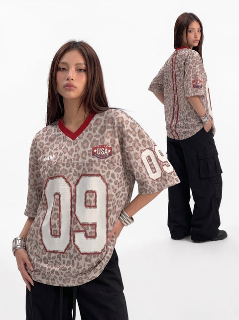 09 Leopard V-Neck Jersey