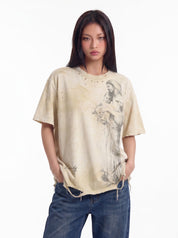 Lucky distressed and destroyed graphic tee — women's streetwear